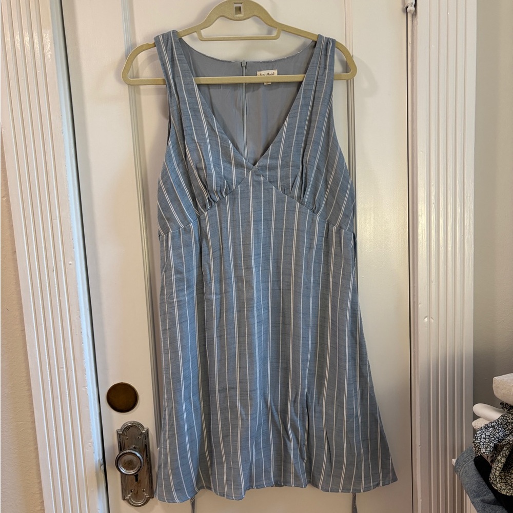 Hem & Thread Blue and White Striped Mini Dress